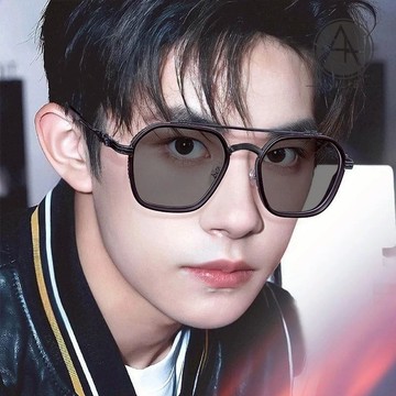 🔥近視眼鏡🔥款式AB9 眼鏡【變色防藍光】大框眼鏡男 韓系痞帥雙梁方框眼鏡修飾臉型 近視度數配鏡 抗UV變色片 安視眼鏡