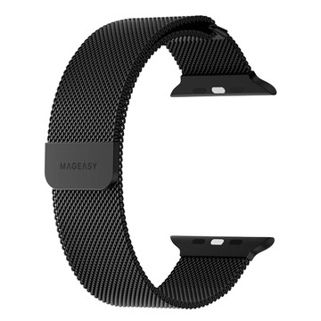 MAGEASY Milanese 米蘭不銹鋼磁扣表環  Apple Watch 40/41/42mm  黑色  1個