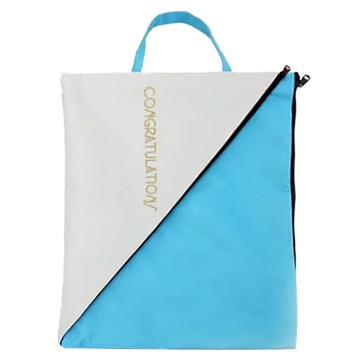 E.City 多功能對角拼接A4文件檔案提袋 帆布材質 天藍/深藍/粉/黃  顏色隨機  32 x 23cm