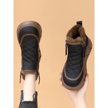 桑坡村雪地靴女款2025新款冬季加絨厚底短筒棉鞋皮毛一體保暖防滑