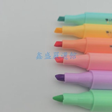 💖臺灣-出貨💖熒光筆大容量色彩純正標記清晰咔皮貓6色三角杆防翻滾77190107