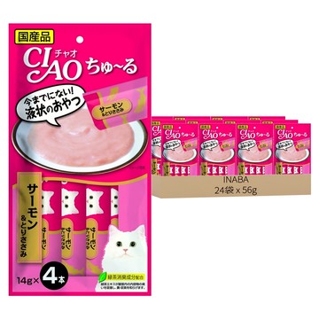 INABA CIAO 啾嚕 肉泥  24袋  56g  鮭魚 + 雞胸肉