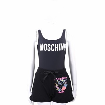 MOSCHINO 字母印花黑色深V連身衣