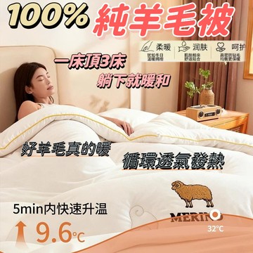 【電子商務】冬季羊毛被100純羊毛被子 春秋被 冬被 加厚保暖羊絨駝絨 棉被芯A類母嬰級面料 0甲醛0熒光恆溫保暖羊毛被