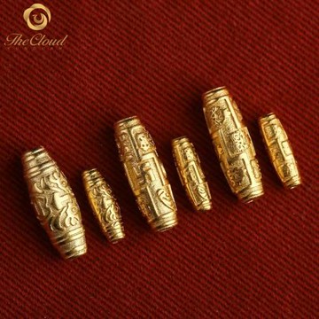 S925純銀鍍金扎基拉姆天珠藏式管珠桶珠隔珠手串佛珠diy文玩配飾