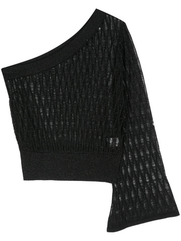 Federica Tosi - metallic-threading knitted top - women - Viscose/Polyester/Metallized Polyester - 42 - Black