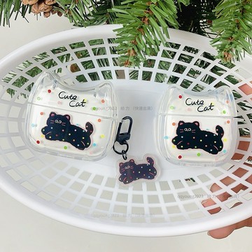 卡通貓耳朵 波點貓咪 適用於 AirPods Pro3 耳機保護套 Pro2 Pro 4代 2代 3代 蘋果耳機保護殼