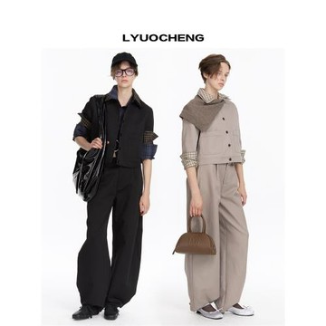 LYUOCHENG 秋冬休閑短夾克休閑褲彎刀褲套裝