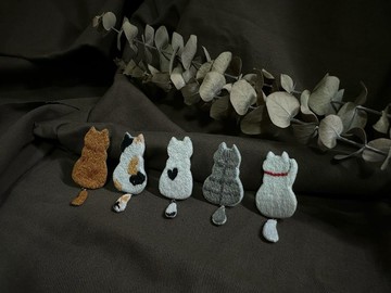 Fing尾貓刺繡胸針 | 搖尾貓貓刺繡胸針