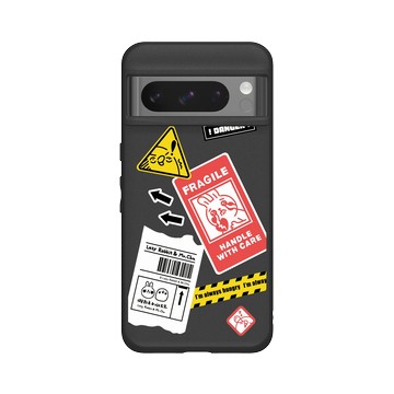 Pixel 8 Pro SolidSuit 黑 - 懶散兔與啾先生 Lazy Rabbit and Mr.Chu - 標籤