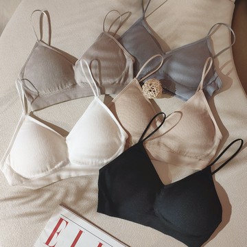 BRA TOP-晨光那堤-Mini Queen 舒適螺紋雙細帶Ｗ性感美背小可愛(五色)