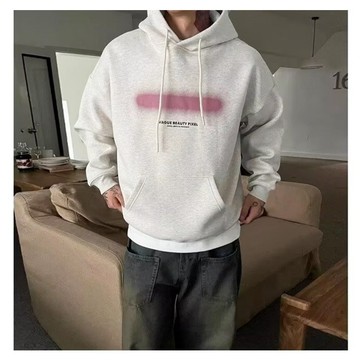 【超絕質感！台灣出貨】美式復古 內刷毛帽T 刷毛帽T 落肩 長袖 帽T 復古 加絨 帽踢 塗鴉噴漆 英文字母 寬鬆帽T