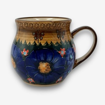 波蘭手繪手工陶-胖胖杯 350ml 蝶語黃昏系列