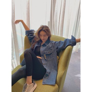 疊穿牛仔襯衫外套女設計感小眾2024年春秋新款韓版寬松顯瘦上衣潮