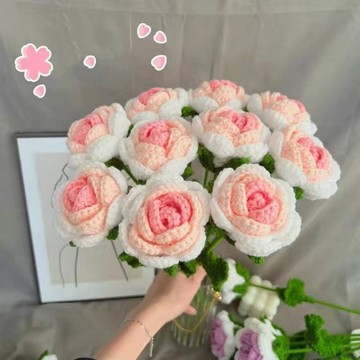 手工編織花束漸變玫瑰DIY材料包毛綫手捧花情人節閨蜜結婚禮物 OJUQ