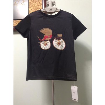 清倉JANNIE吉妮2019款女時尚氣質圓領短袖POLO衫MOX194037-黑色