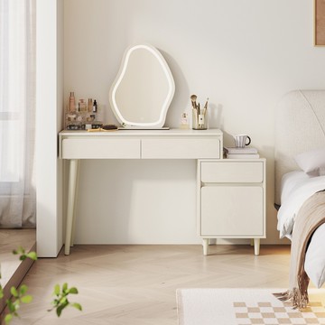 hoi!林氏木業小方糖系列矮櫃0.8M附鏡伸縮化妝桌 MI2C