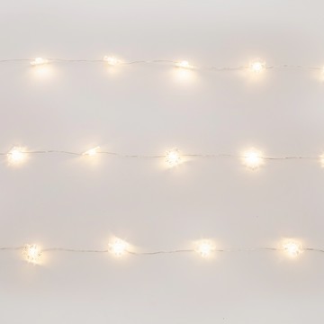 30LED暖白光聖誕微雪花燈串-電池盒+USB