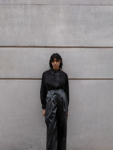 Faux Leather Wide Pants (Black)