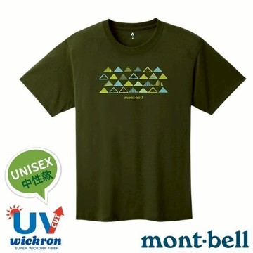 【mont-bell】男女 中性 Wickron 吸濕排汗短袖T恤(山文樣) 1114746 DGN 深綠