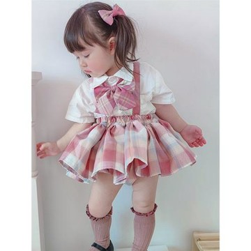 女寶寶公主裙春裝背帶裙JK學院風蓬蓬裙百褶裙炸屁裙超短裙蝴蝶結