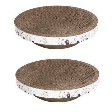 高精 圓形貓抓窩  44 x 7cm  木板色  2個