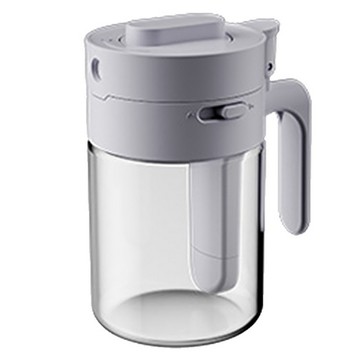 二合一料勺分離調味罐  12.8x7.4cm  PP玻璃材質  灰色/奶茶色  300ml  1個