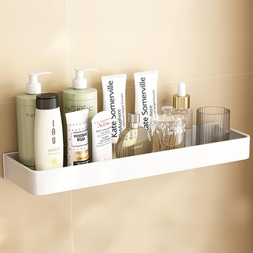 超級工廠 浴室置物架 整組可拆卸 40cm 白色 免打孔安裝  1個