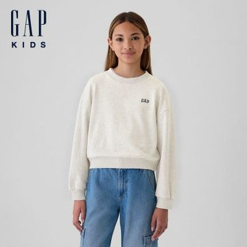 【GAP】兒童迷你Logo大學T-淺麻灰(499111)