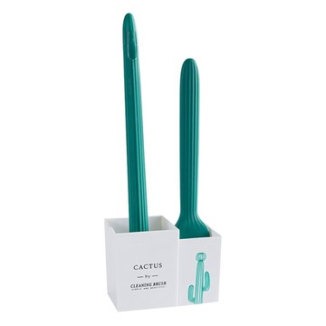 E.dot 壁掛式二件式馬桶刷/清潔刷 PP+尼龍材質 附香膏  仙人掌 綠色 + 白色  1組