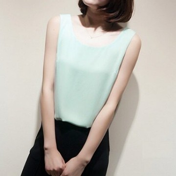 現貨+預購 雪紡背心休閒上衣-純色簡約百搭時尚女背心3色73fw15【獨家進口】【米蘭精品】