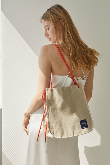 人字紋帆布休閒包/ 紅