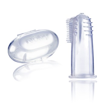 【Nuby】矽膠指套牙刷(附盒)｜清潔舌苔 乳牙護理 敏感牙齒