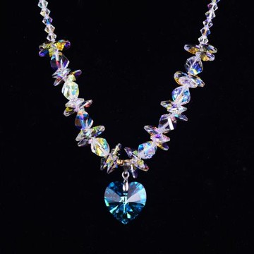 奧地利愛心項鏈女純水晶百搭大方日韓簡約頸鏈海洋之心水晶項鏈