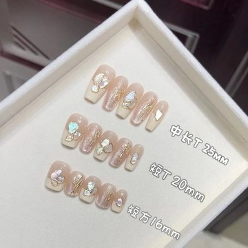 ✨台灣出貨✨貝殼碎片之戀新款ins純手工穿戴甲奶白新款國風仙氣法式定制美甲