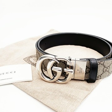美國百分百【全新真品】Gucci 皮帶 男款 真皮 腰帶 歐洲精品 配件 logo 滿版印花 咖啡 CX37