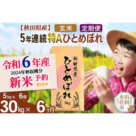 ふるさと納税 ※令和6年産 新米予約※《定期便6ヶ月》5年連続特A 秋田県産ひとめぼれ 計30kg (5kg×6袋) お届け周期調整可能 隔.. 秋田県由利本荘市