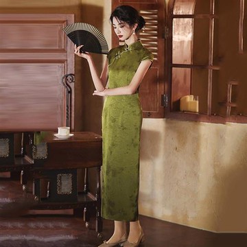【米蘭精品】現貨+預購 新中式改良旗袍連身裙長裙A字裙百褶裙子大碼洋裝休閒女裝-日常修身中式長款74mb48