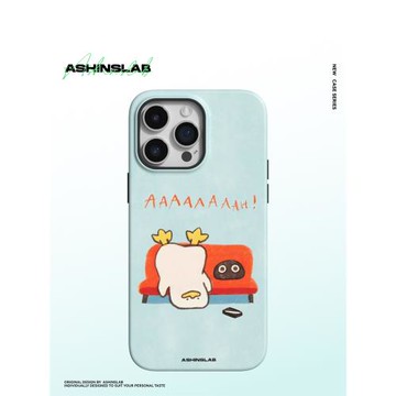 ASHINSLAB 無聊周末小鴨 iPhone15ProMax適用12蘋果13大孔韓國二合一涂層菲林殼加厚防摔14新款可愛趣味小眾