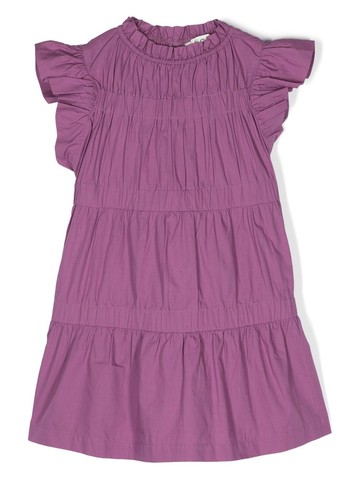 Sea Kids - frilled-sleeve tiered dress - kids - Cotton/Cotton - 12 yrs - Purple