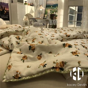 雙層紗北歐簡約單雙人夏涼被夏季薄被子空調被小碎花少女柔軟【聚物優品】