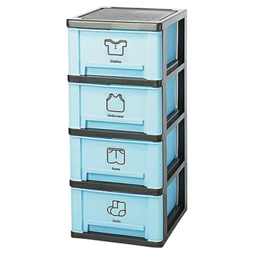 KEYWAY 聯府 亞士都四層櫃 附輪 FV-401  藍色  40cm  4個