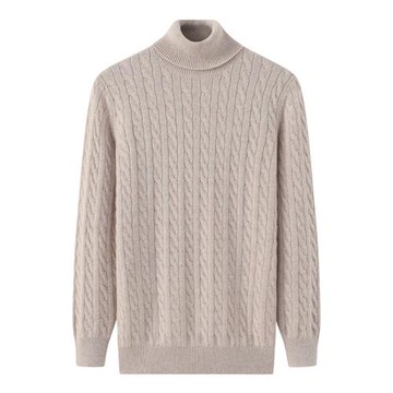 加厚100純山羊絨衫男高領麻花秋冬寬松休閑顯瘦保暖毛衣毛衫E2742