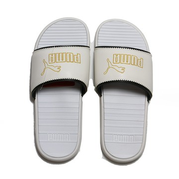【滿千折百】PUMA 拖鞋 COOL CAT FC 白 皮革 鋸齒邊 男 (布魯克林) 38672301