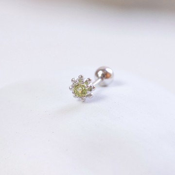 橄欖石925純銀小煙花轉珠耳環