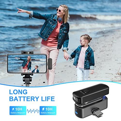 Wireless Lavalier Lapel Microphone for iPhone, iPad, Android, Lapel Mics Plug-Play 2.4 G Ultra-Low Delay Noise Reduction 10 H Working Time 230 FT