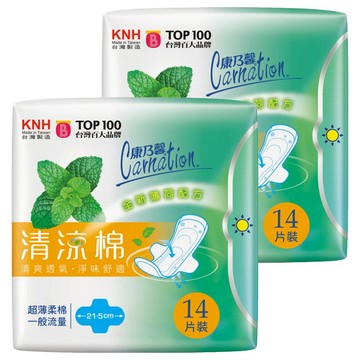 康乃馨 清涼棉衛生棉 一般流量  21.5cm  14片  2包