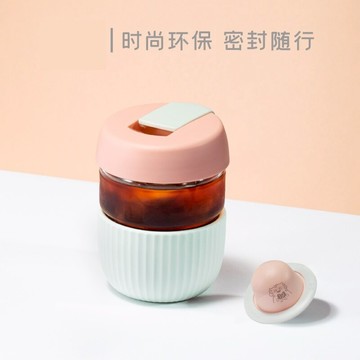 隨行杯 永璞|吻吻魚彩虹杯玻璃杯帶蓋咖啡杯便攜式ins創意可愛個性隨行杯『XY11683』