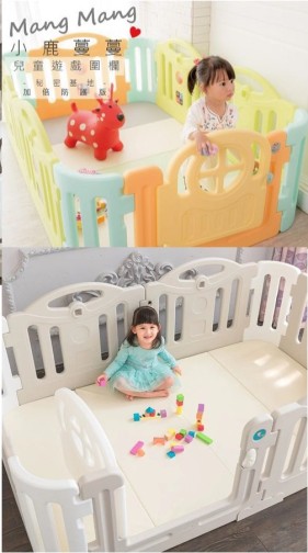 【含門鎖】Mang Mang 小鹿蔓蔓 兒童遊戲圍欄-加倍防護版【六甲媽咪】