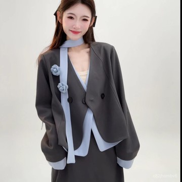 設計師 法式復古日常可穿 氣質時尚休閒2025年 春秋季時尚新款套裝洋裝 女裝 日系女裝 韓國女裝 小香風女裝 西裝套裝